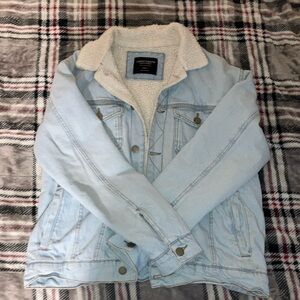 Light Blue Denim Jacket with Sherpa Collar